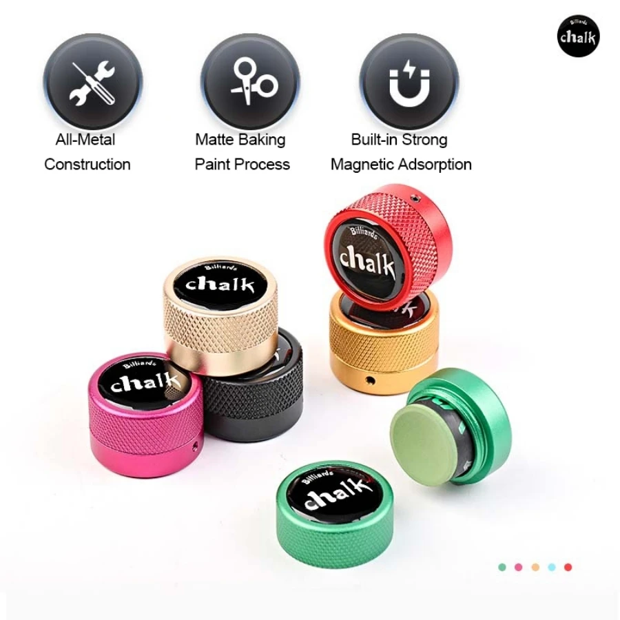 1pc porta gesso per piscina strumento pratico a forma rotonda accessori da biliardo mini custodia magnetica con punta di gesso contenitore scatola rotonda Billia