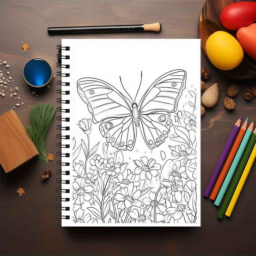 Blooming Butterflies Coloring Book - 8.3 x 11.2 inches, 22 pages, perfect for stress relief and back-to-school gifts
