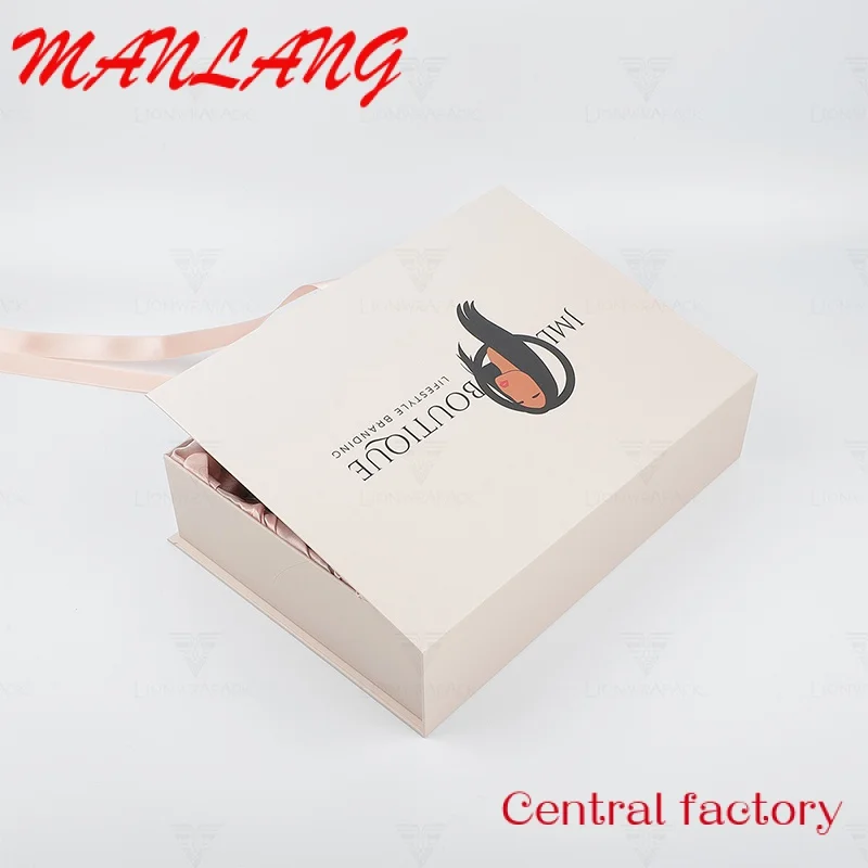 Custom  Hair Extension Packaging Luxury Satin Lined Custom Wig Package Folding Gift Box With Logo