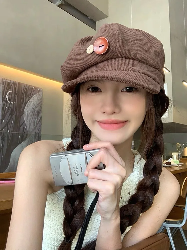 قبعة Instagram المؤثرة للسيدات صيفية رفيعة بتصميم بريطاني قديم باللون الأسود، وقبعة برعم صغيرة ملفتة للنظر