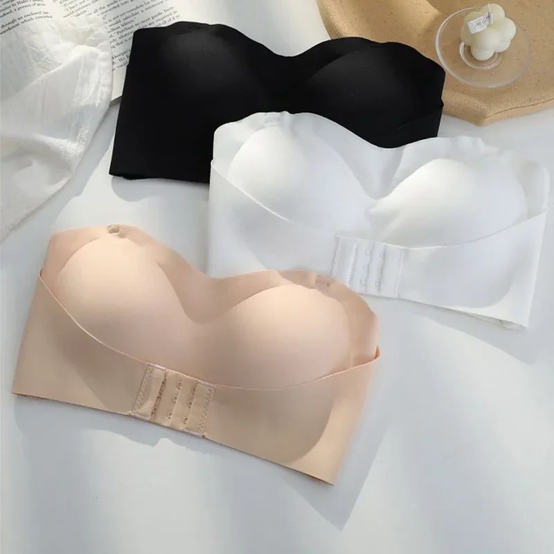 Invisible Strapless Bra For Women Wireless Push Up Non Slip Wedding Brassiere Big Breasts Underwear Sexy Lingerie S-Xl Plus Size