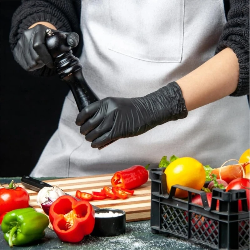 Black Nitrile Disposable Gloves Durable & Waterproof Disposable Protective Gloves for Kitchen Household Cleaning Food Pre Salon