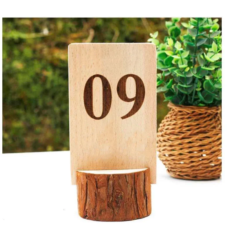 13CM Double Sides Standing Table Numbers Customized Desk Sign Plates Restaurant Cafe Bar Wooden Table Marker Reserved Seat Cards