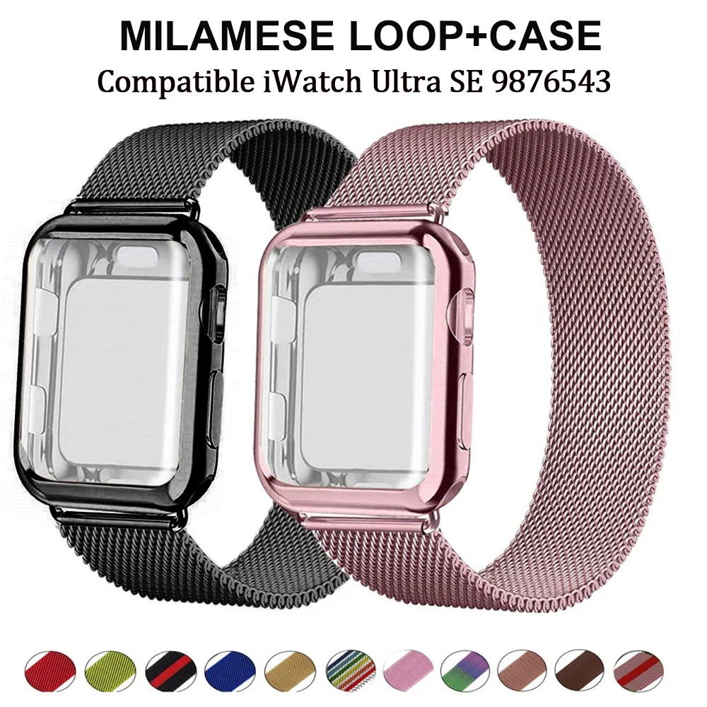 

Case+strap For Apple watch band 45mm 49mm 41mm 44mm 40mm 38 42mm magnetic bracelet correa iWatch series 9 8 7 ultra 5 4 3 SE 6