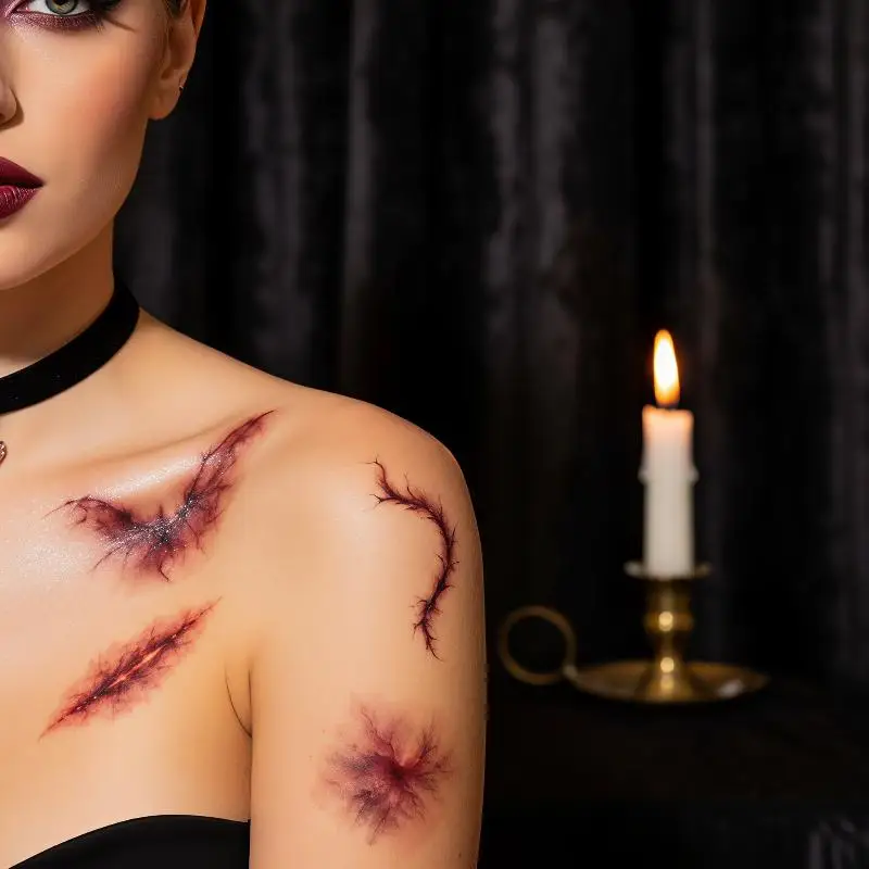 Halloween Scar Bruise Temporary Tattoo Stickers Waterproof Long Lasting Cosplay Party Prank Decor