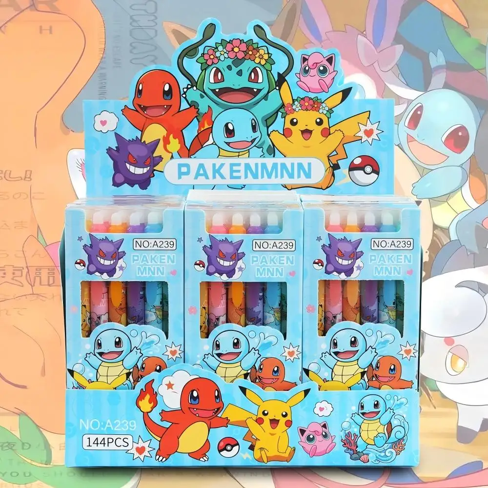 Random 6/12/24pcs Pokemon 0.5mm Blue Ink Erasable Neutral Pens Cute Student School Supplies Cartoon Stationery Rubbable Pen view 6