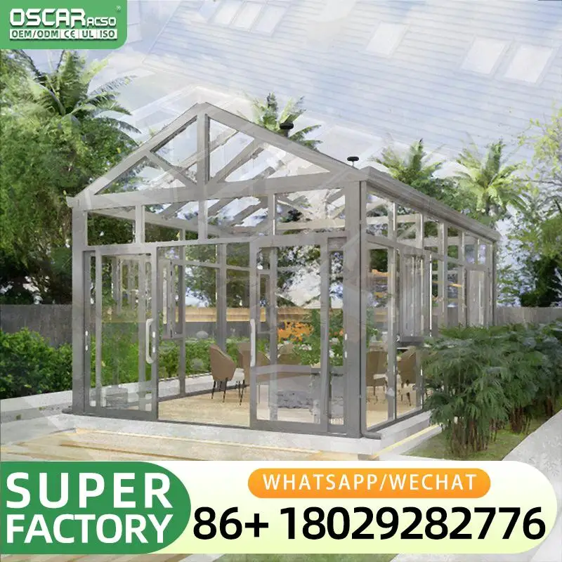 Modern Aluminum Glass Sunroom Sloped Roof Outdoor Garden Patio Patio Enclosure Kit Creative Stylish Durable Conservatory Solariu