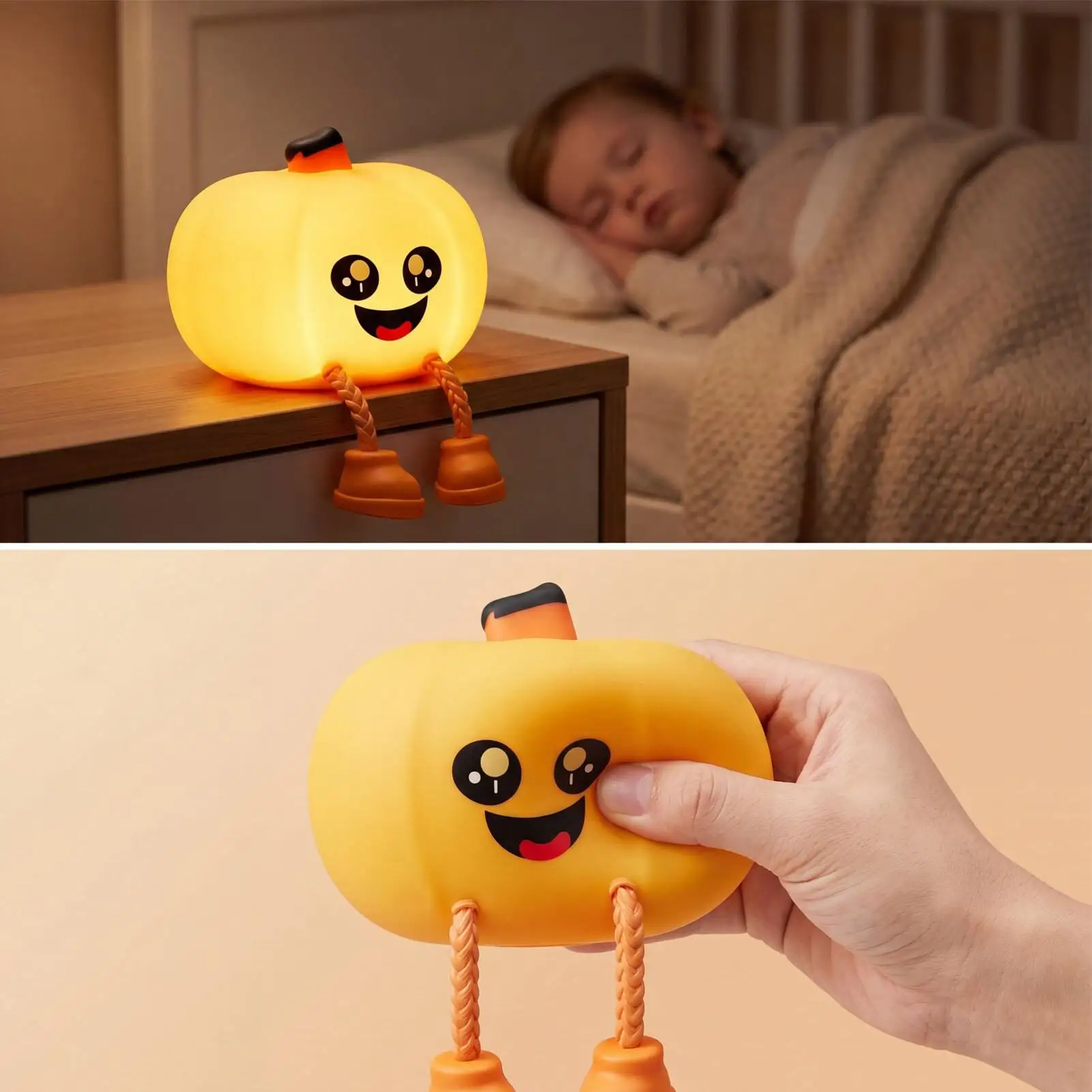 かぼちゃランプ-かわいいシリコン製led充電式デスクデコレーション-ハロウィンかぼちゃタップライト-子供-大人-家庭-オフィス-リビングルーム用