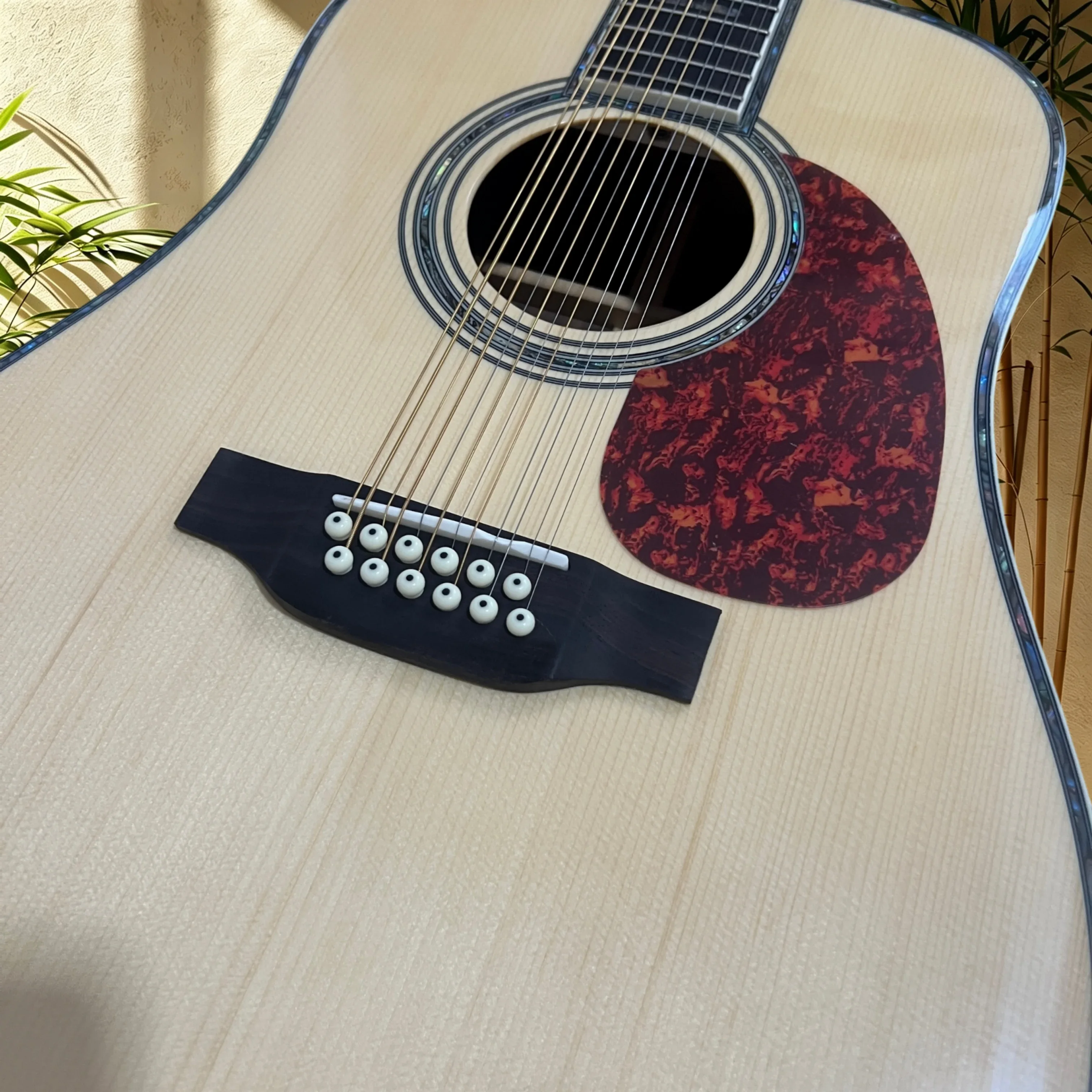D45 12‑String Solid Acoustic Guitar Spruce Top Rosewood Back Sides Tortoise Pickguard Shell Inlay Binding Folk Pop Singing Gift