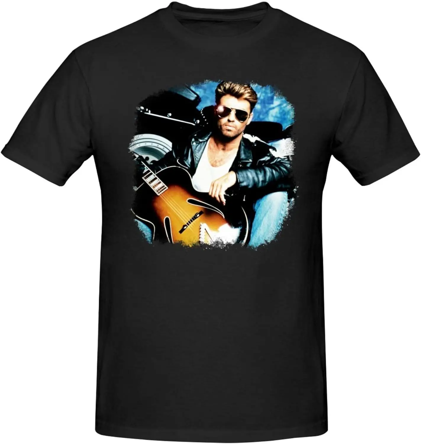 George Music Michael t-Shirts Men's Summer Cotton Casual Crew Neck Short Sleeve Shirt Unisex tees Black