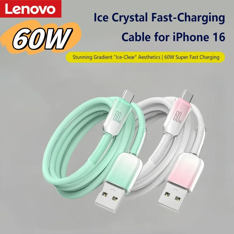 Lenovo PD 60W USB-C zu Typ-C Kabel Schnelllade-Datenkabel für iPhone 17 16 15 Huawei Samsung Xiaomi USB-C Ladekabel 1M 2M