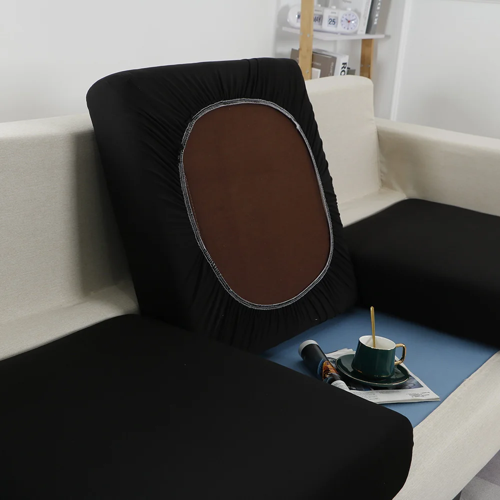 Black Sofa Seat Cushion Covers for Furniture Elastic Protector Covers Pets Kids Washable Removable Livingroom Sofas Cushion Case