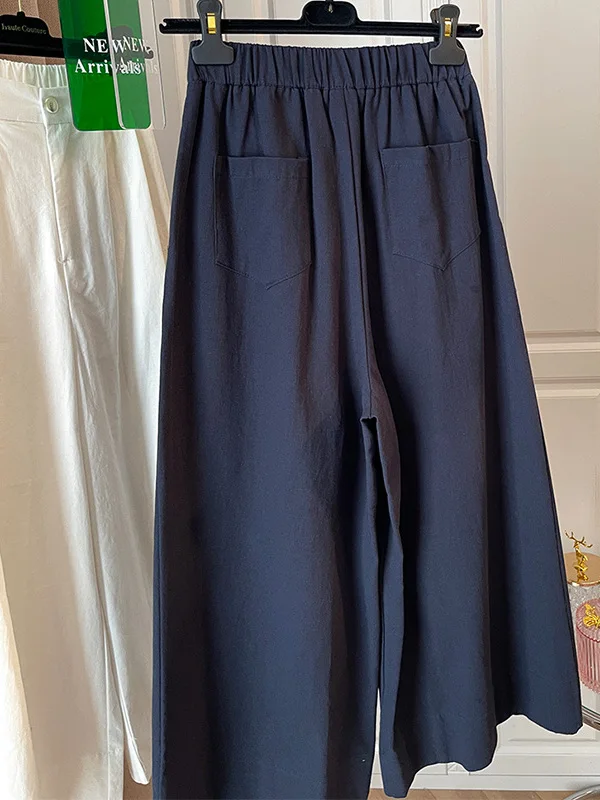 Slim taille haute pantalon à jambes larges été nouveauté mince décontracté ample petite taille chanvre femmes Faion trajet Sle Version coréenne
