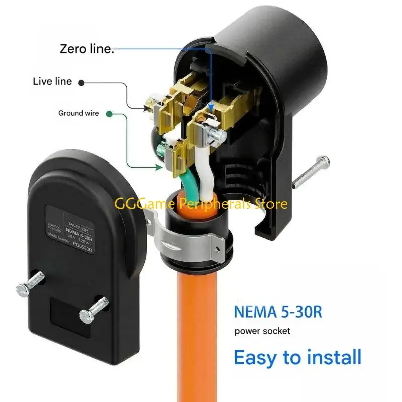 U55B 30A NEMA 5 30R Power Socket 125V Industrial Use with Easy Installation No Welding