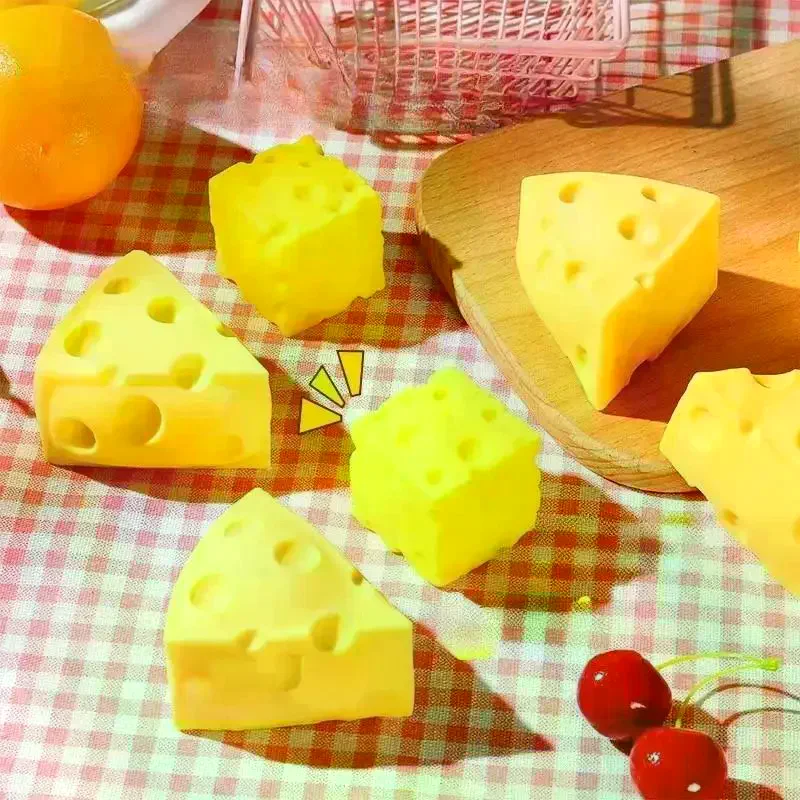 Simulation Cheese Shaped Squishy Toy Soft Elastic Stress Relief For Kids Adults Office Home Daily Relaxation