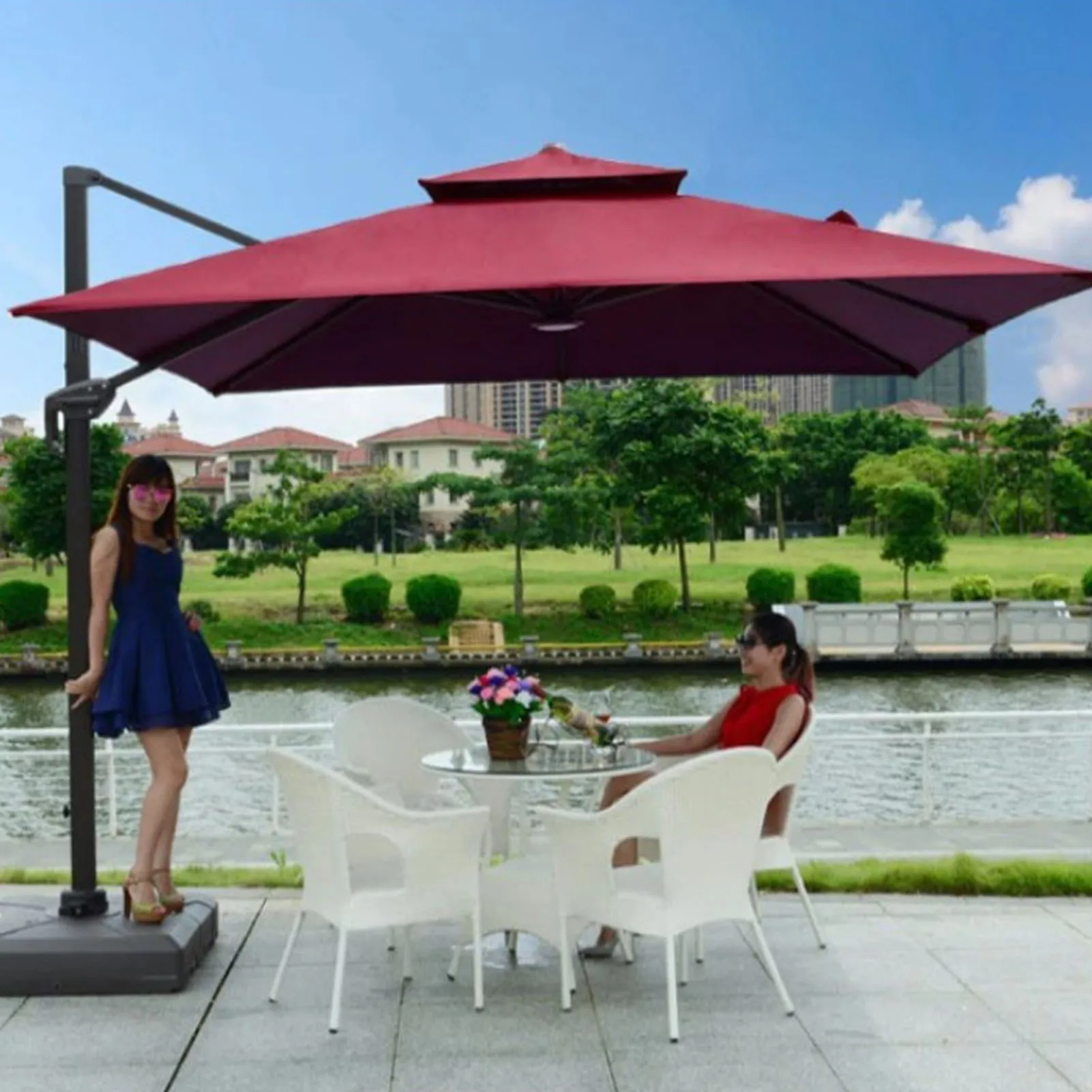 

Outdoor Umbrella Canopy Patio Umbrella Replacement Canopy Backyard Garden Outdoor Umbrella Top Sun Protective Water Resistant