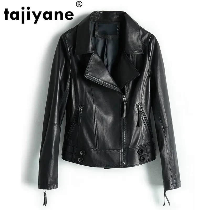 Tajiyane jaqueta de couro genuíno mulher motocycle casaco de pele de carneiro feminino roupas primavera outono casacos e jaquetas wpy828