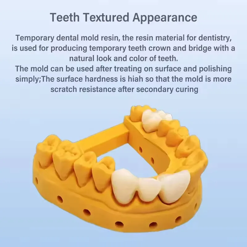 Żywica do tymczasowych modeli dentystycznych Antinsky 0.5kg do drukarek 3D HeyGears/SprintRay/3D Systems LCD DLP, precyzyjne żywice dentystyczne 3D — zdjęcie produktu 2