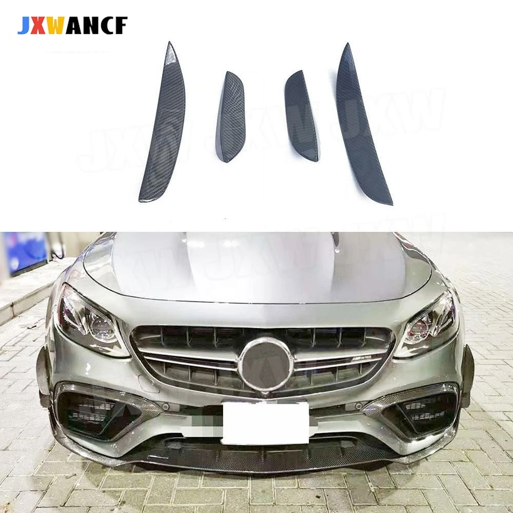 

JXWANCF 4pcs/Set Carbon Fiber/FRP Front Bumper Canard Trims Decoration For Mercedes Benz E Class W213 E63 for AMG 2017-2019