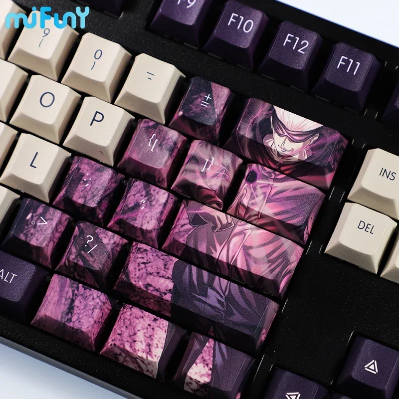 Imagem -03 - Jujutsu Kaisen Satoru Gojo Tema Keycap Grupo Cherry Perfil Key Cap Pbt Dye Subbed Anime Keyboard Cap Tampão de Teclado Mecânico