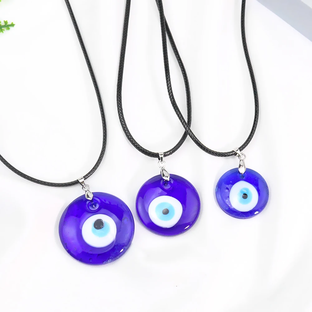 Blue Glass Crystal Blue Eye Necklace Turkey Craft Lucky Charms Medusa Eyes Pendant Greek Mythology Healing Liuli