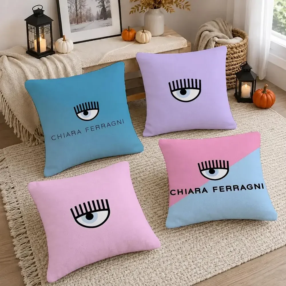 Luxury Brand Chiara Ferragni Cushion Cover Washable Short Plush Pillowcase, Wrinkle Resistant Cushion Cover for Bedroom Decor