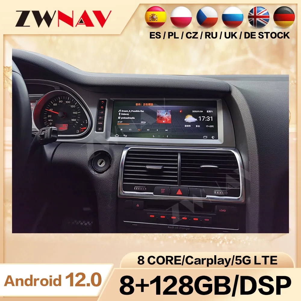 8G+128GB For Audi Q7 2006 2007 Android Screen Player Audio Radio GPS Navi Head Unit Auto Stereo Bluetooth Carplay Accessories