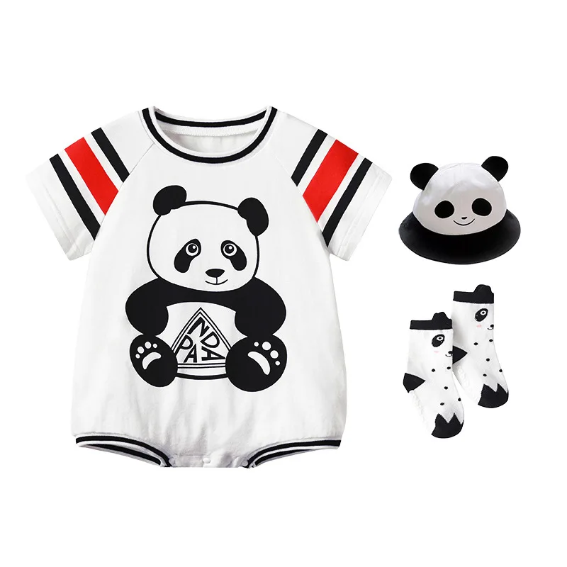 

3PCS Summer Baby Clothes Infant Boys Girl Bodysuit Korean Cartoon Panda Short Sleeve Romper Onesie Newborn Baby Ropa Bebe