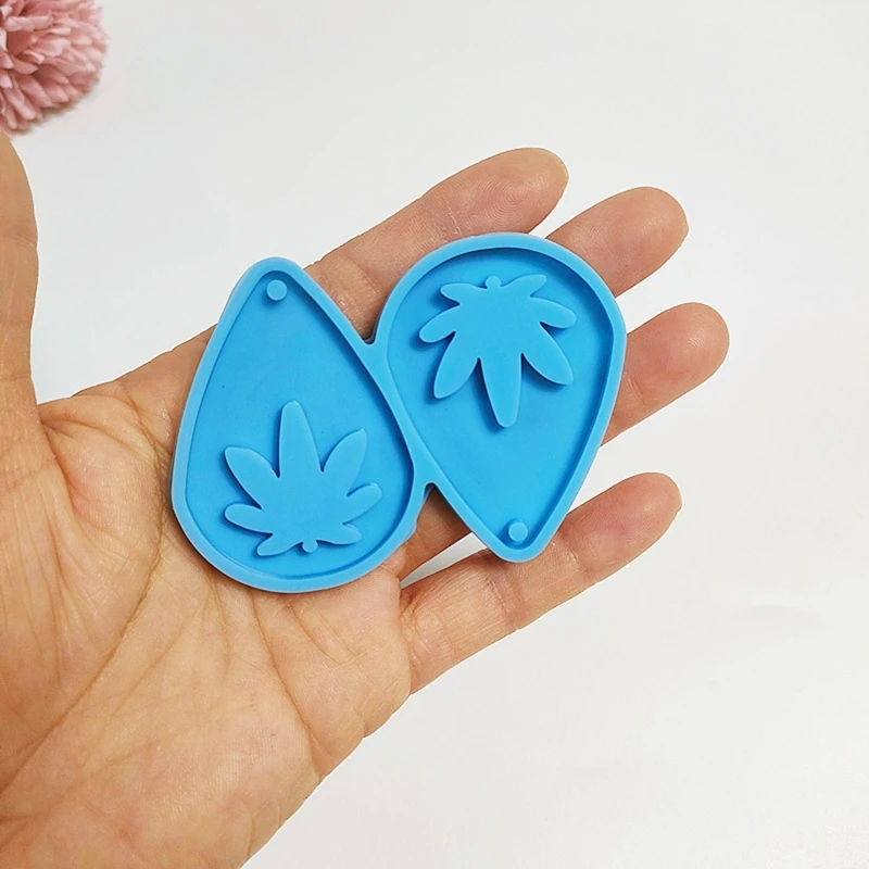 Blue Leaves Silicone Mold Keychain Molds Solid Leaf Shaped Earring Molds for DIY Drop Shipping