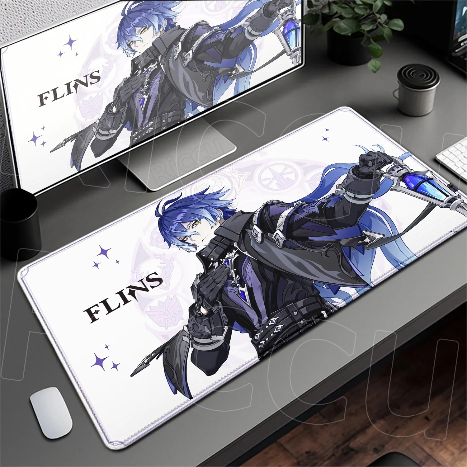 

90x45cm Playmat New Genshin Impact Office Keyboard Mousepad Anime Stitch Edge Durable Desk Mat Gaming Cool Flins Speed Mouse Pad