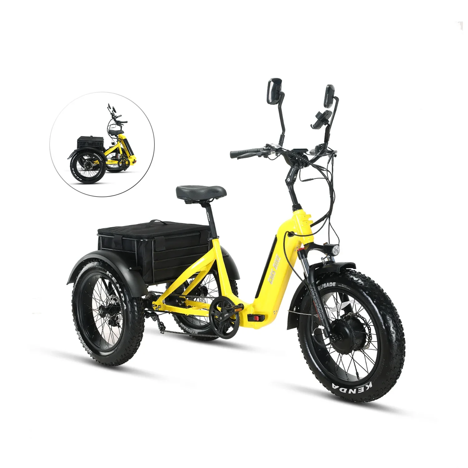 Aluminum Alloy Snow Fat Tire Lithium Battery Folding Electric Tricycle Food Delivery Car Takeaway Car Truck