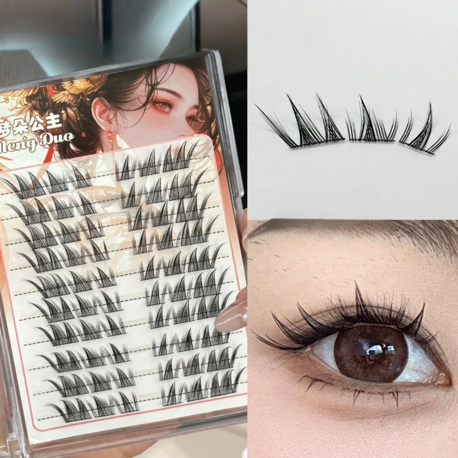 

3D Manga Style False Eyelashes Ultra Thin Black Band Natural Sexy Voluminous Look Sectional Strip Lashes for Daily Use