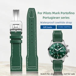 20 21mm straps for IWC Portgieser Pilots watch bands Mark Portofino Little Prince Bronze leather Bracelet band Green Fold buckle