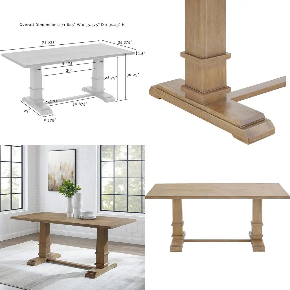 Rustic Brown Solid Wood Dining Table