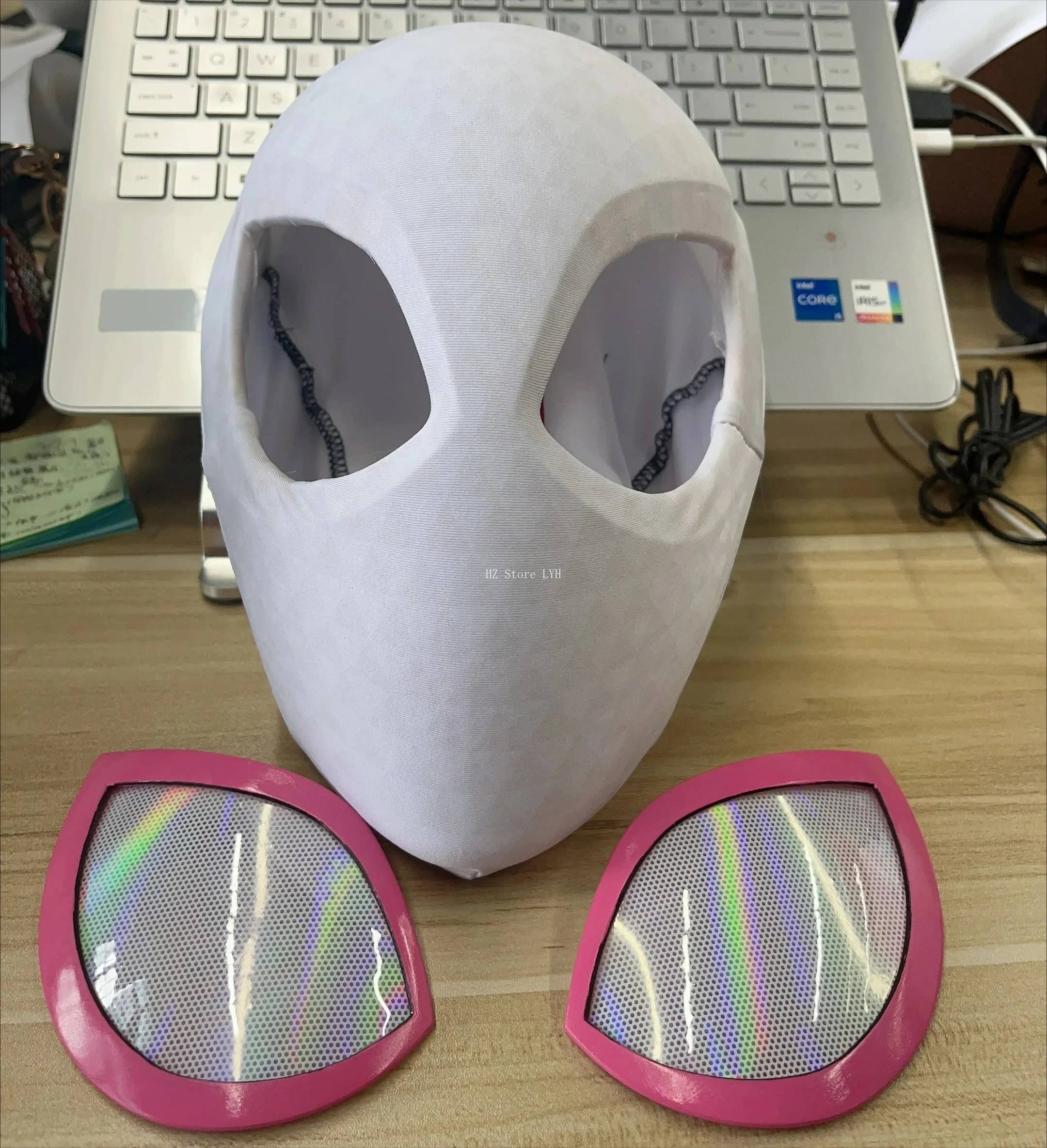 

Маска для лица «сделай сам», тканевая визуальная магнитная маска для глаз, аксессуары для маски Гвен Человека-паука, анимационная версия, маска для косплея, реквизит, реплика