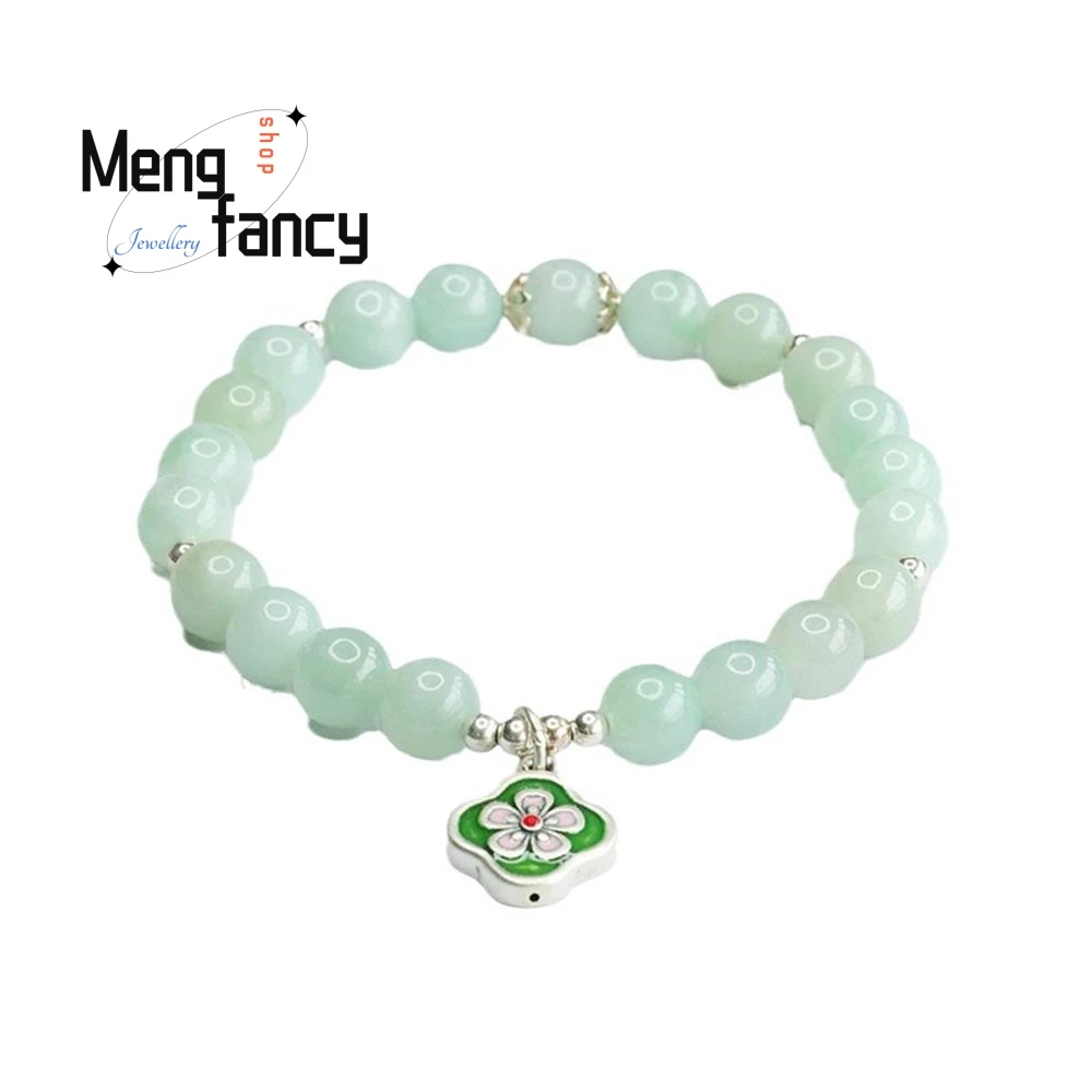 Natural Myanmar A-goods Jadeite Exquisite Elegant Simple High-grade Bracelet S925 Silver Bracelet Luxury Quality Fashion Jewelry