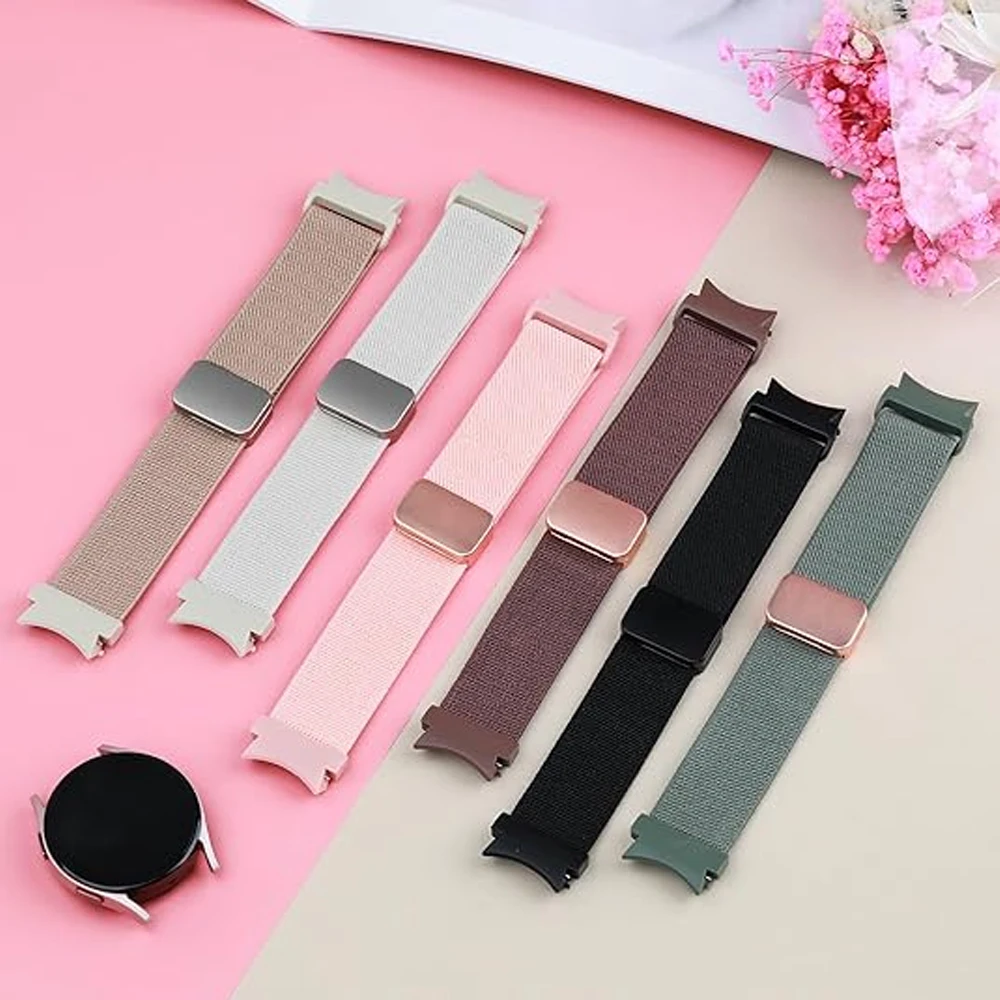 Band For Samsung Galaxy Watch 7/6/5/4/classic/Pro 44mm 40mm No Gaps Magnetic Nylon sport correa bracelet Galaxy watch 7 Strap