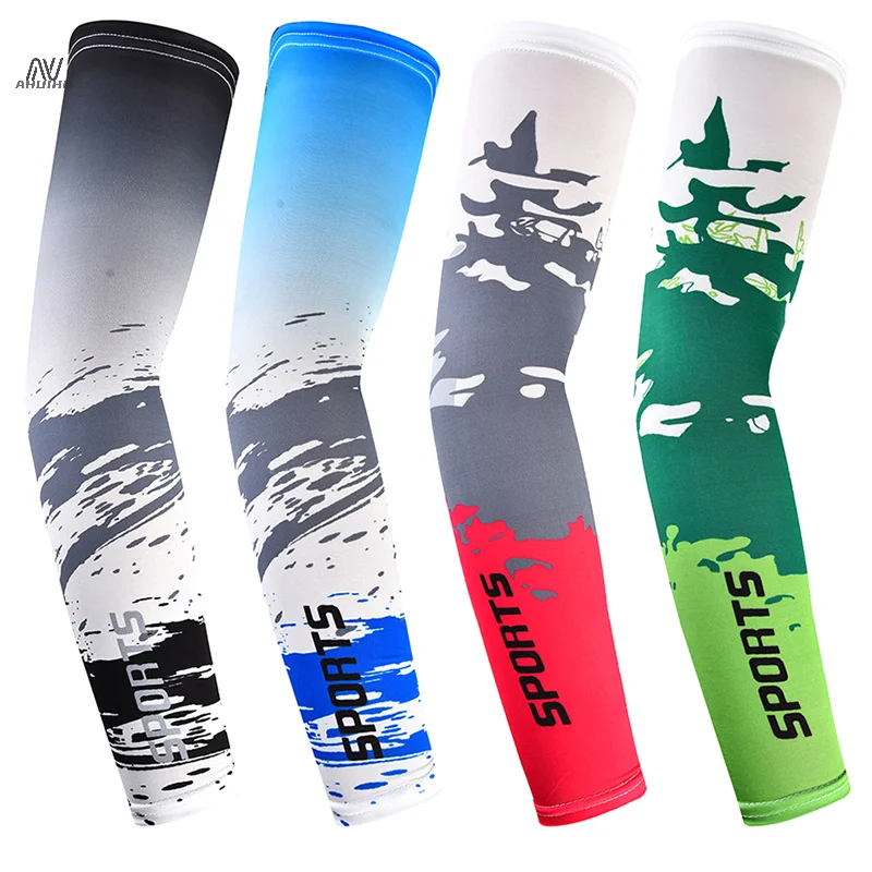 Ice Silk Sleeve Sunscreen Cuff UV Sun Protection Arm Sleeves Anti-Slip Men Women Long Gloves Outdoor Cool Sport Cycling Visor