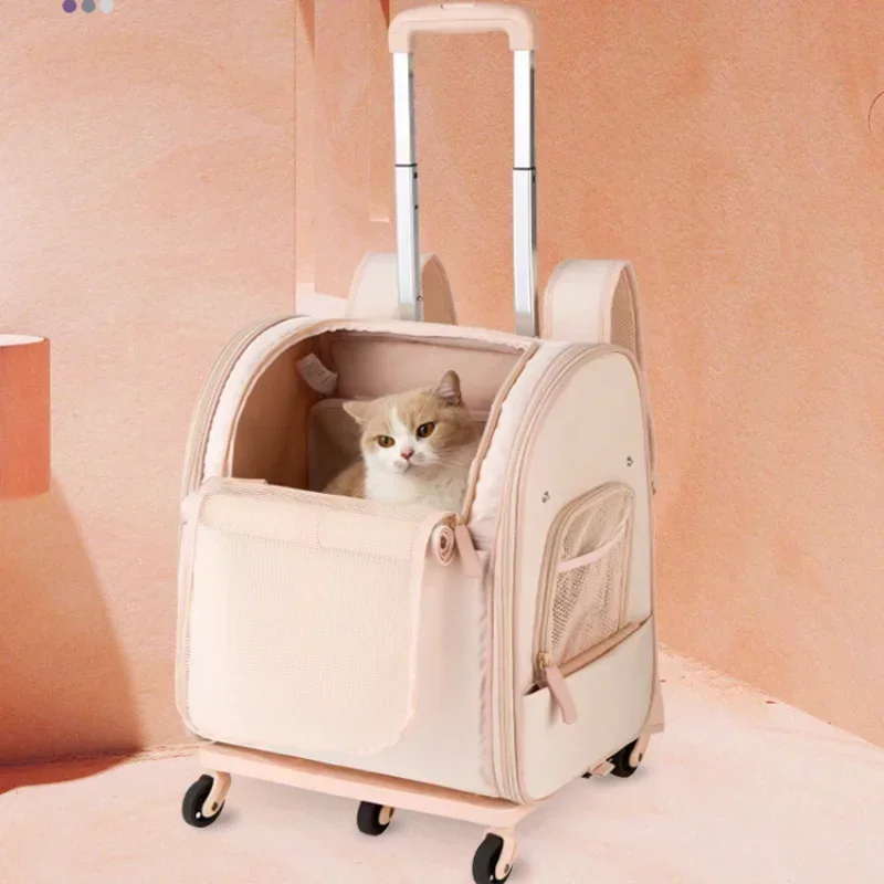 

Outdoor Pet Trolley Backpack Portable Luxury Pet Transport Bag Dog Carrier Trolley Warm Carrying Bag for Pet Travel