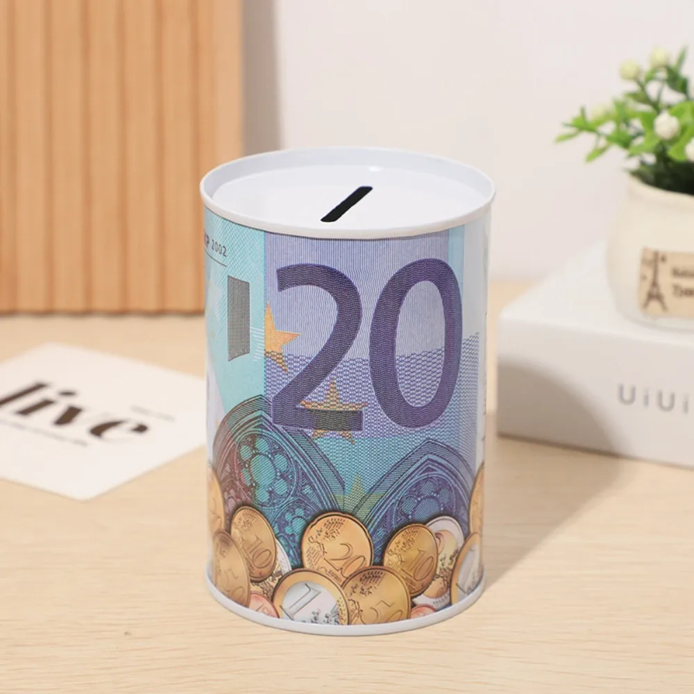 Cylinder Creative Durable Home Decoration Euro Money Bank Storage Box Coins Deposit Boxes Money Box