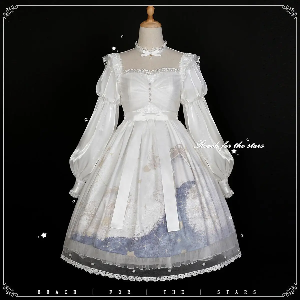 Lolita Princess One Piece Dresses Girls Kawaii Star Sweet White Women Dress Autumn Japanese Harajuku Cute Cosplay Costume Dress