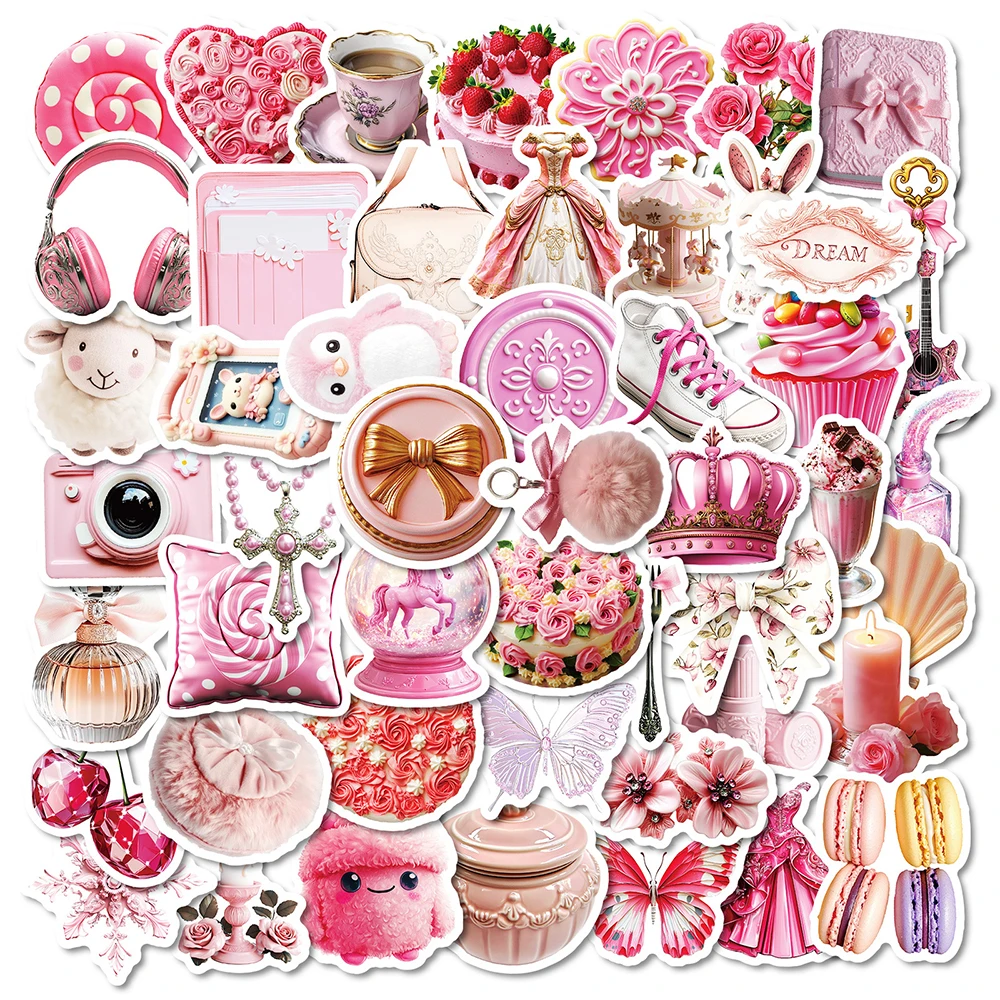 

10/30/50PCS Ins Style Cute Pink Cartoon Stickers Aesthetic Decals DIY Notebook Phone Stationery Kawaii Decoration Sticker