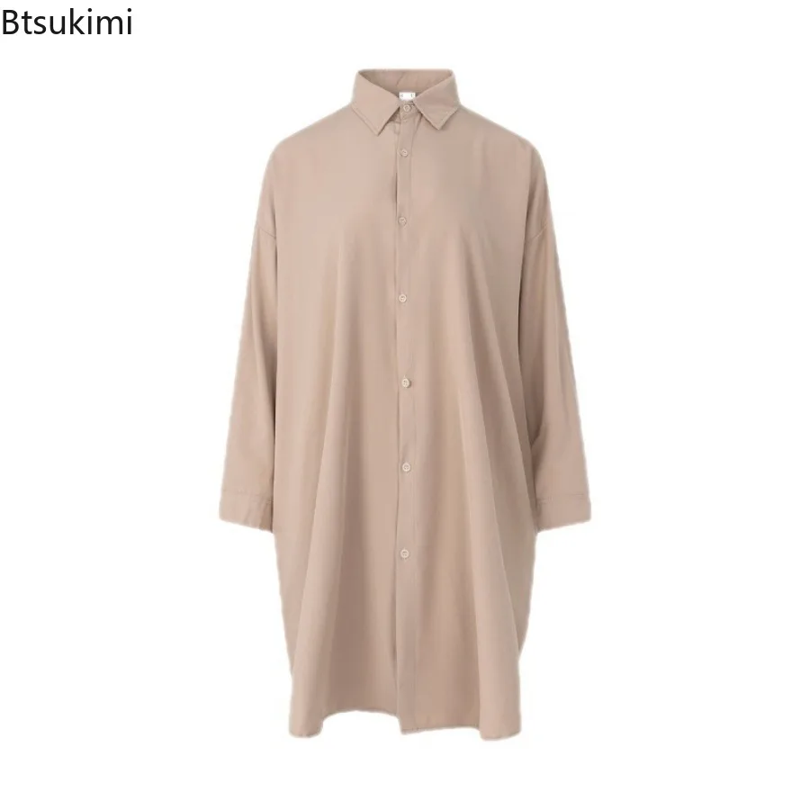 New Muslim Fashion Solid Blouse for Women Long Sleeve Simple Mid-length Shirts 2024 Islamic Clothing Casual Loose Tops for Women