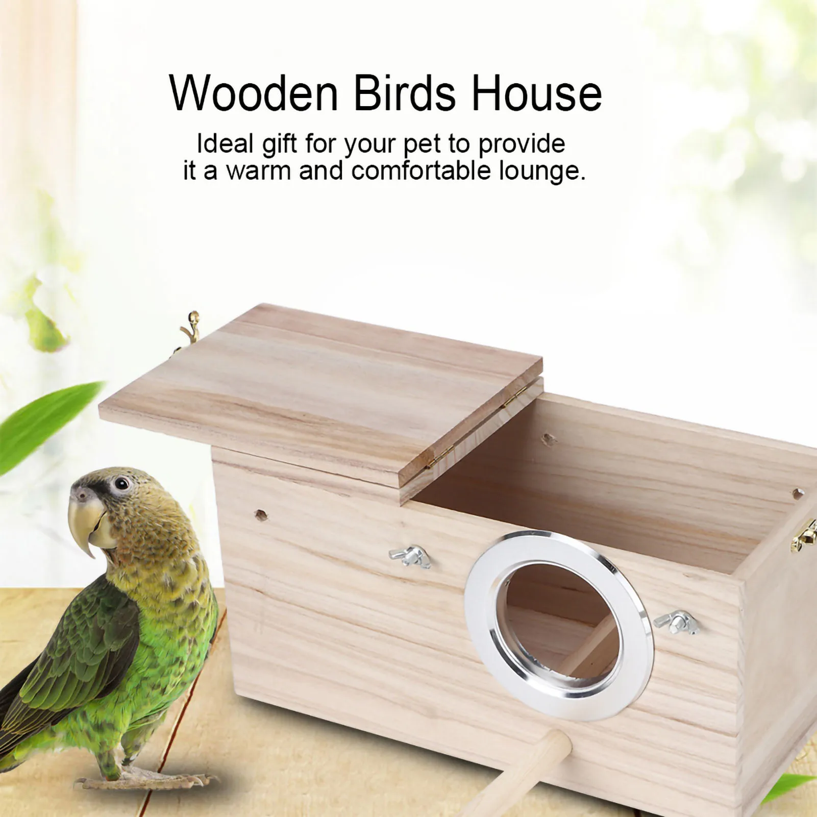 Wooden Durable Birds Nest Box Cockatiels Bird Breeding Boxes Outdoor Garden House Decoration