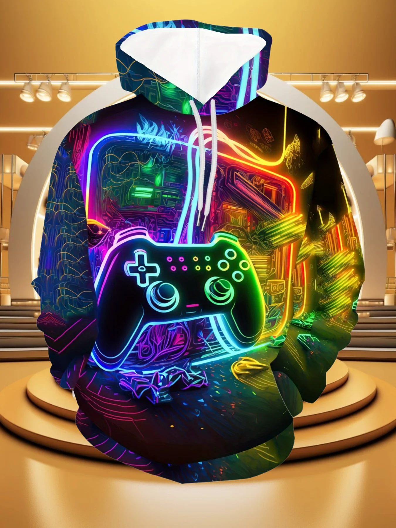 

New Fashion Trend Printed Long Sleeve Hoodie Men's Casual Sweatshirt Breathable Quick Drying Versatile Crew Neck Sweater Moto