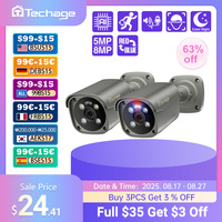 Techage UHD 4K 8MP 5MP Security POE Camera Smart AI Human Detect Outdoor Two-way Audio IP Camera CCTV Surveillance Color Night
