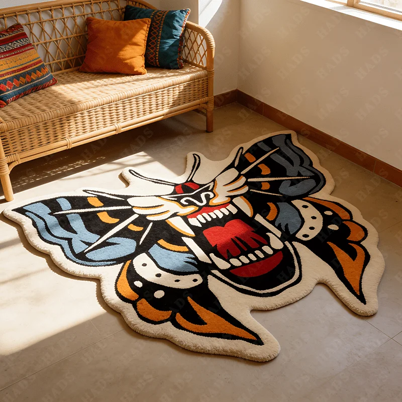 VIKAMA Creative Butterfly Rug Unique Home Decor, Holiday Gift Creative Living Room & Bedroom Decor Rug Stain-Resistant