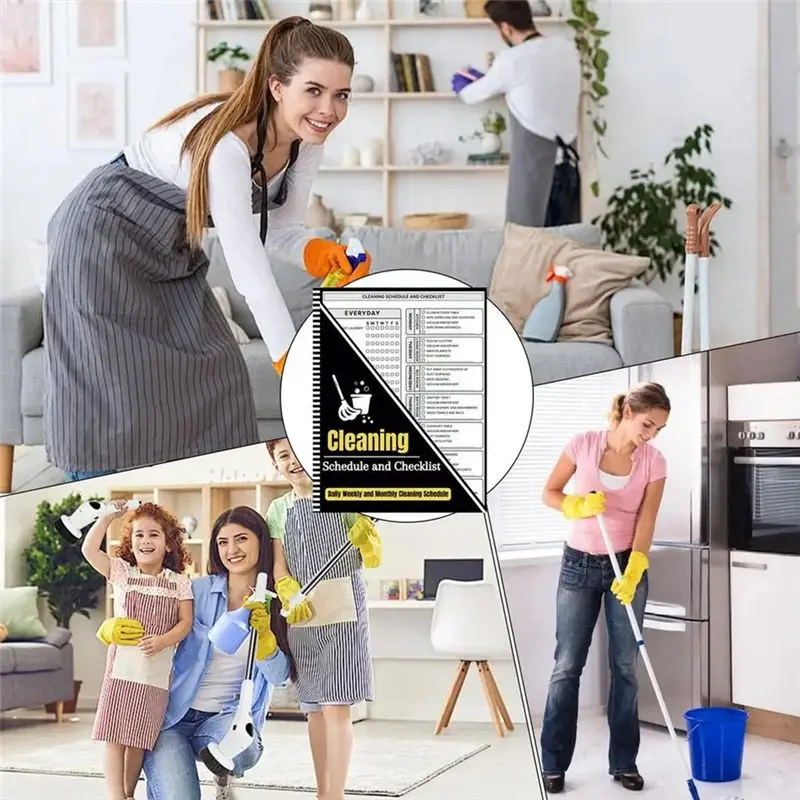 AEE2-Cleaning Planner Chore List For Adults Cleaning Checklists Planner And Organizer Daily Weekly And Monthly Checklists