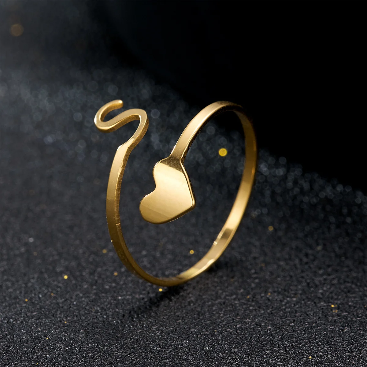 26 A-Z Letters Love Heart Opening Rings For Women Men Stainless Steel Name Alphabet Heart Finger Rings Birthday Party Jewelry