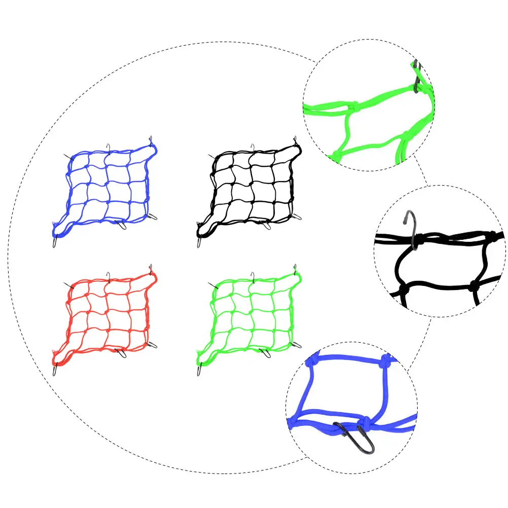 

4Pcs Bike Luggage Nets Heavy Duty Elastic Motorcycle Cargo Nets with 6 Hooks for Secure Loading on Bikes Motorbikes Scooters